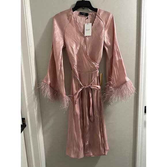 O.p.t. Mardilono Wrap Dress In Pink size XS MISSING TASSELS - Picture 2 of 11